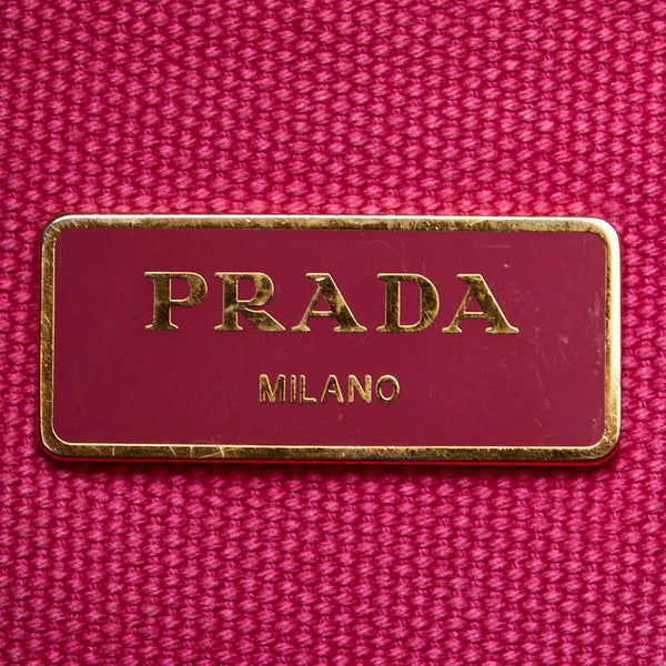 プラダ カナパ 三角ロゴプレート ハンドバッグ ショルダーバッグ 2WAY BN2642 ピンク キャンバス レディース PRADA 【中古】