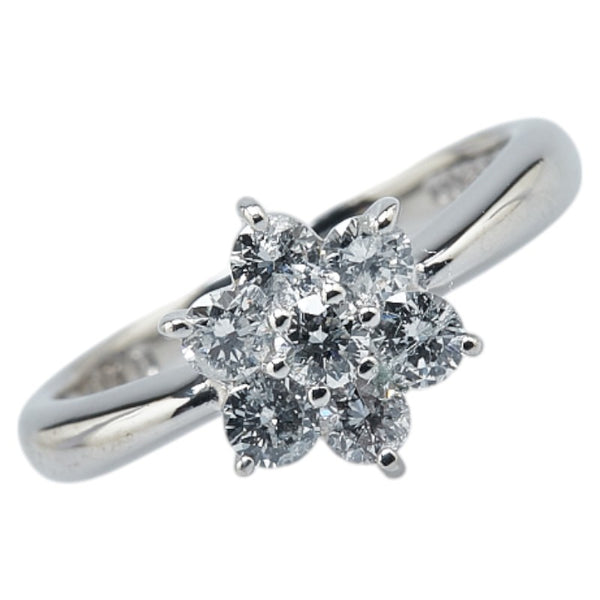 Pt900 プラチナ ダイヤ0.50ct フラワー 花 モチーフ リング 指輪 レディース 7号 【中古】