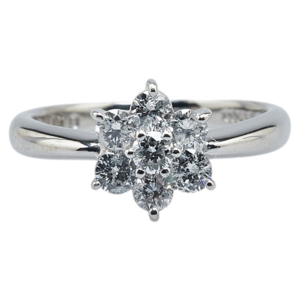 Pt900 プラチナ ダイヤ0.50ct フラワー 花 モチーフ リング 指輪 レディース 7号 【中古】