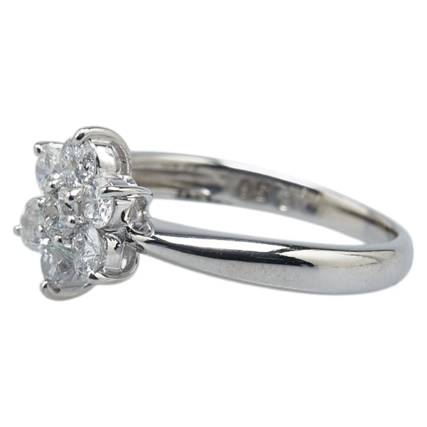 Pt900 プラチナ ダイヤ0.50ct フラワー 花 モチーフ リング 指輪 レディース 7号 【中古】