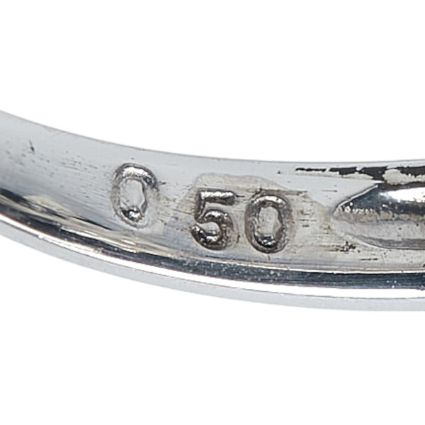 Pt900 プラチナ ダイヤ0.50ct フラワー 花 モチーフ リング 指輪 レディース 7号 【中古】