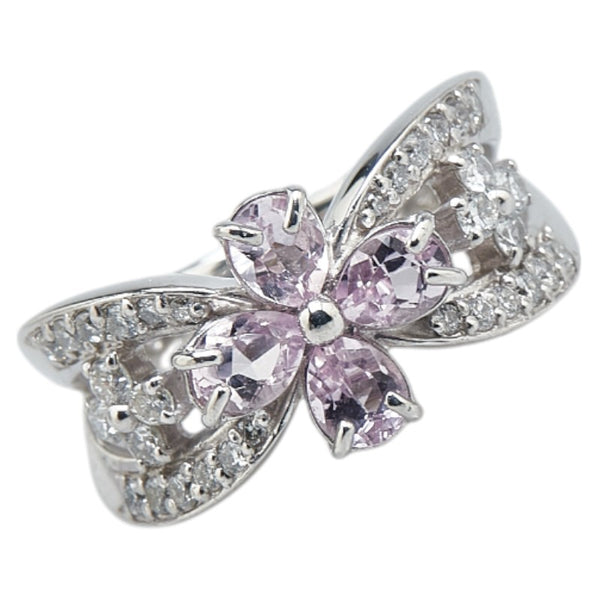 Pt900 プラチナ ピンクトルマリン0.80ct ダイヤ0.40ct 十字架 クロス モチーフ リング 指輪 レディース 7号 【中古】