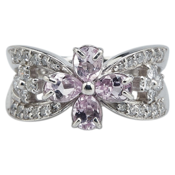 Pt900 プラチナ ピンクトルマリン0.80ct ダイヤ0.40ct 十字架 クロス モチーフ リング 指輪 レディース 7号 【中古】