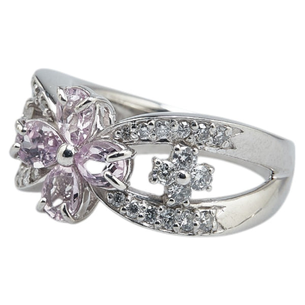 Pt900 プラチナ ピンクトルマリン0.80ct ダイヤ0.40ct 十字架 クロス モチーフ リング 指輪 レディース 7号 【中古】