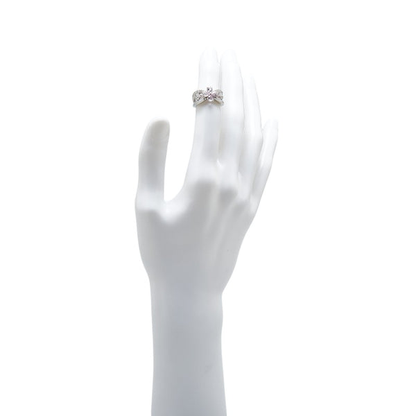 Pt900 プラチナ ピンクトルマリン0.80ct ダイヤ0.40ct 十字架 クロス モチーフ リング 指輪 レディース 7号 【中古】