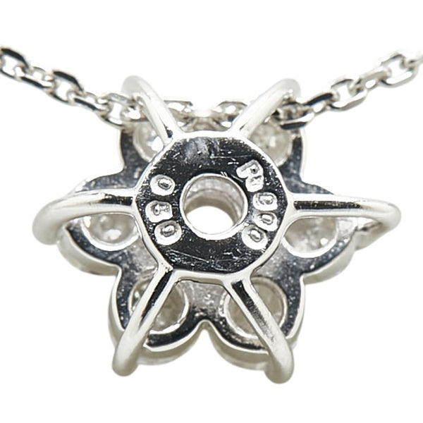 Pt900 プラチナ Pt850 プラチナ ダイヤ0.50ct 花 フラワー モチーフ ネックレス レディース 【中古】