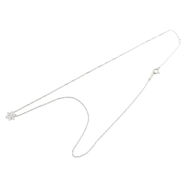 Pt900 プラチナ Pt850 プラチナ ダイヤ0.50ct 花 フラワー モチーフ ネックレス レディース 【中古】