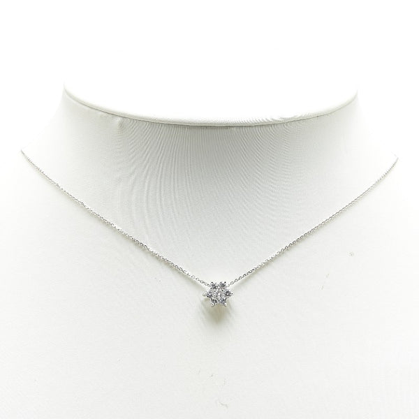 Pt900 プラチナ Pt850 プラチナ ダイヤ0.50ct 花 フラワー モチーフ ネックレス レディース 【中古】