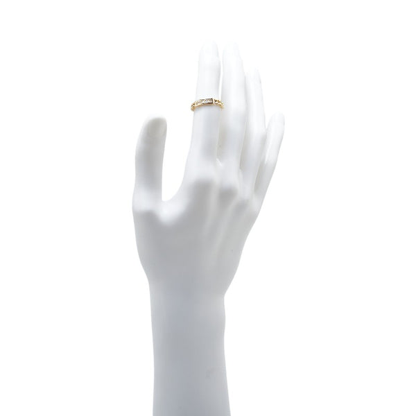K18YG イエローゴールド ダイヤ0.05ct プレート チェーン リング 指輪 レディース 10号 【中古】