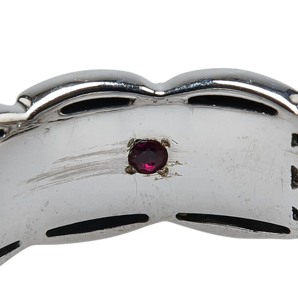 K18WG ホワイトゴールド ダイヤ0.18ct ルビー リング 指輪 レディース 23号 【中古】