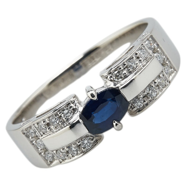 Pt900 プラチナ サファイア0.713ct ダイヤ0.177ct リング 指輪 メンズ 20号 【中古】