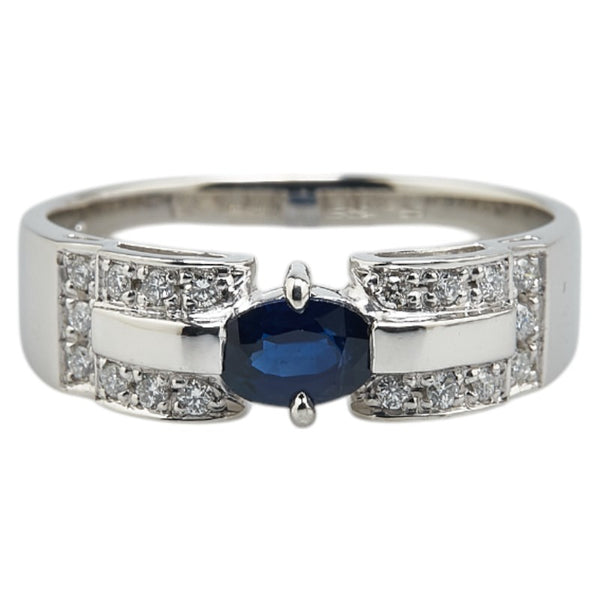 Pt900 プラチナ サファイア0.713ct ダイヤ0.177ct リング 指輪 メンズ 20号 【中古】