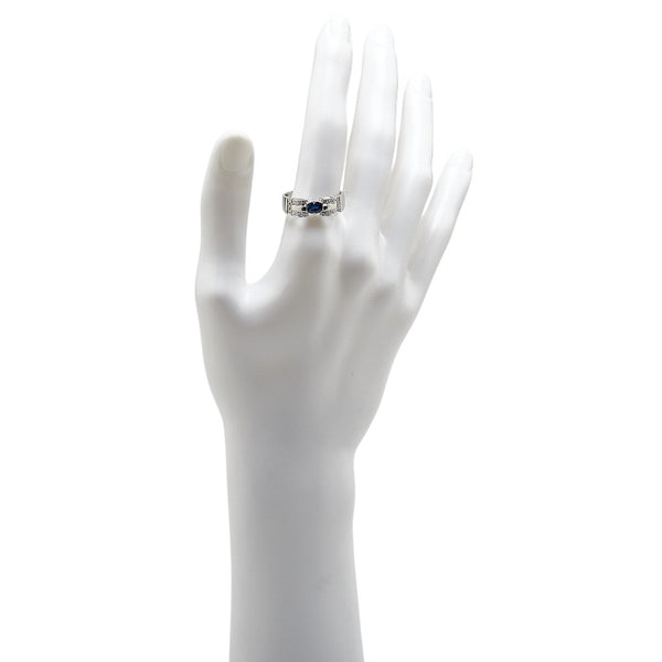 Pt900 プラチナ サファイア0.713ct ダイヤ0.177ct リング 指輪 メンズ 20号 【中古】