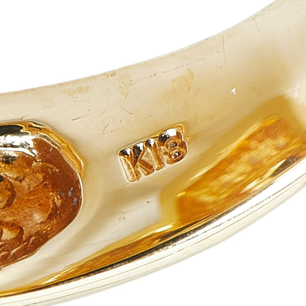 K18YG イエローゴールド シトリントパーズ ダイヤ0.06ct リング 指輪 レディース 12号 【中古】