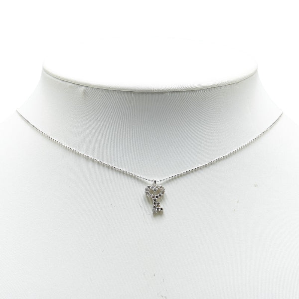 K18WG ホワイトゴールド ダイヤ0.25ct ハート 鍵 キー モチーフ ネックレス レディース 【中古】