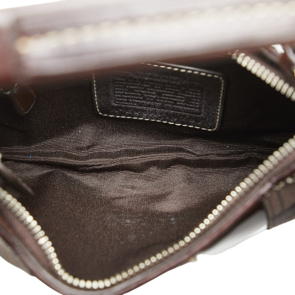 コーチ シグネチャー ミニハンドバッグ 10287 ブラウン ベージュ キャンバス スウェード パイソン レディース COACH 【中古】