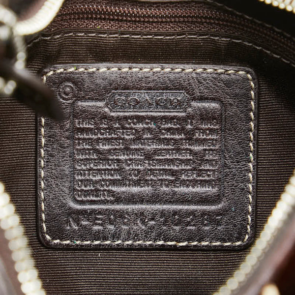 コーチ シグネチャー ミニハンドバッグ 10287 ブラウン ベージュ キャンバス スウェード パイソン レディース COACH 【中古】