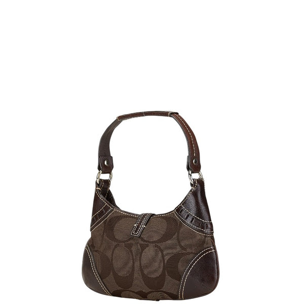 コーチ シグネチャー ミニハンドバッグ 10287 ブラウン ベージュ キャンバス スウェード パイソン レディース COACH 【中古】