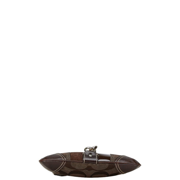 コーチ シグネチャー ミニハンドバッグ 10287 ブラウン ベージュ キャンバス スウェード パイソン レディース COACH 【中古】