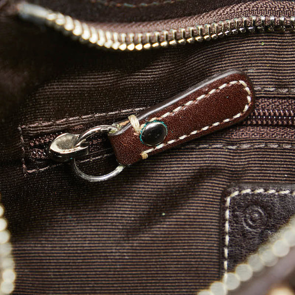 コーチ シグネチャー ミニハンドバッグ 10287 ブラウン ベージュ キャンバス スウェード パイソン レディース COACH 【中古】