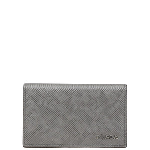 プラダ サフィアーノ カードケース グレー レザー レディース PRADA 【中古】