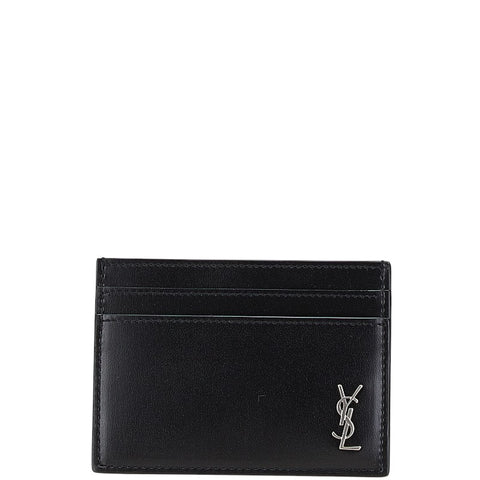 サンローラン ロゴ カードケース ブラック レザー レディース SAINT LAURENT 【中古】