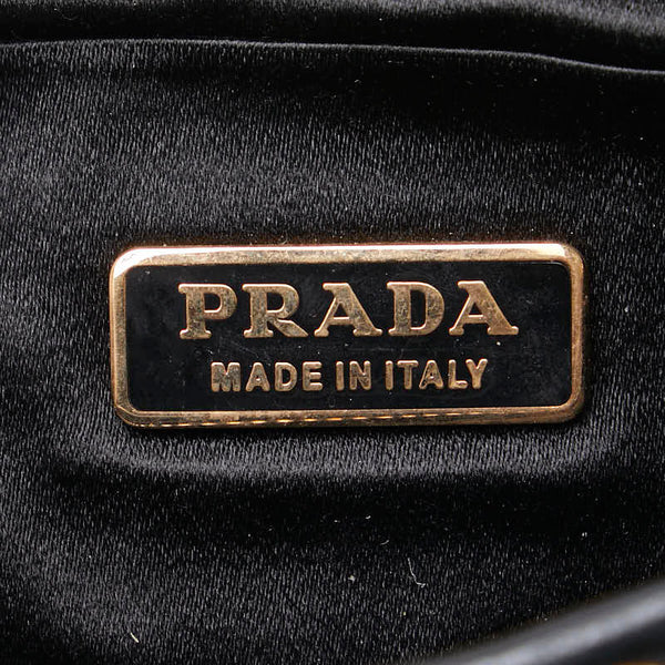 プラダ 三角ロゴプレート ペンケース ポーチ ブラック レザー レディース PRADA 【中古】