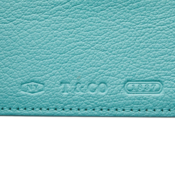 ティファニー ロゴ カードケース 名刺入れ ブルー レザー レディース TIFFANY&Co. 【中古】