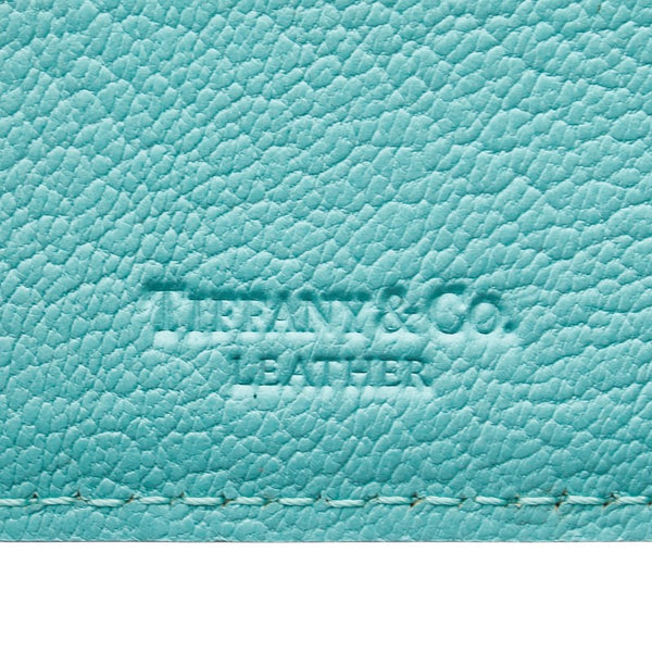 ティファニー ロゴ カードケース 名刺入れ ブルー レザー レディース TIFFANY&Co. 【中古】