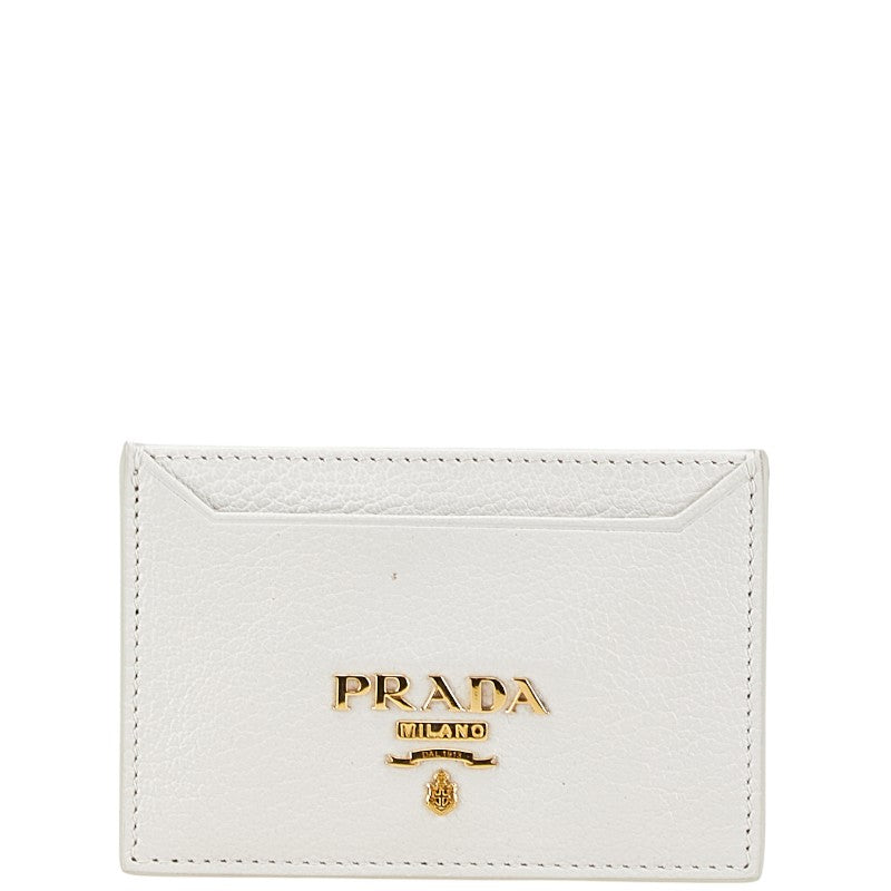 プラダ ロゴ カードケース ホワイト レザー レディース PRADA 【中古】