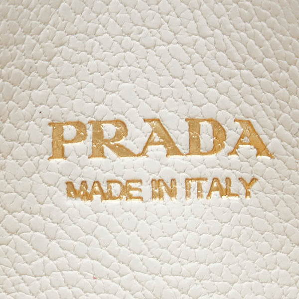 プラダ ロゴ カードケース ホワイト レザー レディース PRADA 【中古】