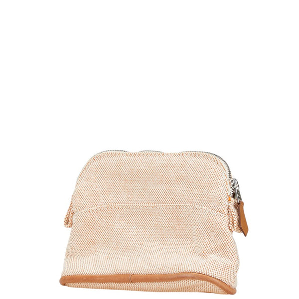 エルメス ボリードポーチ ポーチ ベージュ オレンジ キャンバス レディース HERMES 【中古】