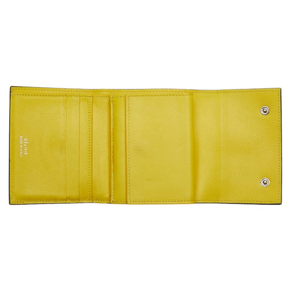 セリーヌ スモール トリフォールドウォレット 三つ折り財布 104903 グレー イエロー レザー レディース CELINE 【中古】