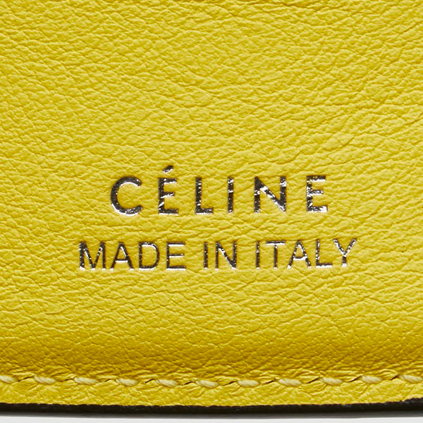 セリーヌ スモール トリフォールドウォレット 三つ折り財布 104903 グレー イエロー レザー レディース CELINE 【中古】