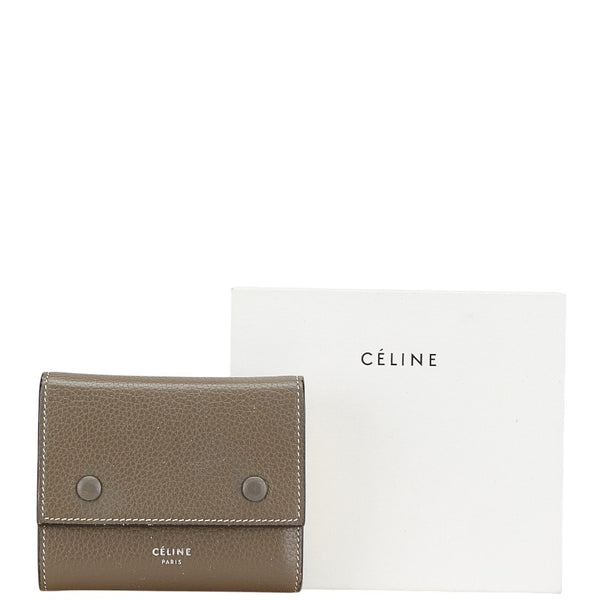 セリーヌ スモール トリフォールドウォレット 三つ折り財布 104903 グレー イエロー レザー レディース CELINE 【中古】