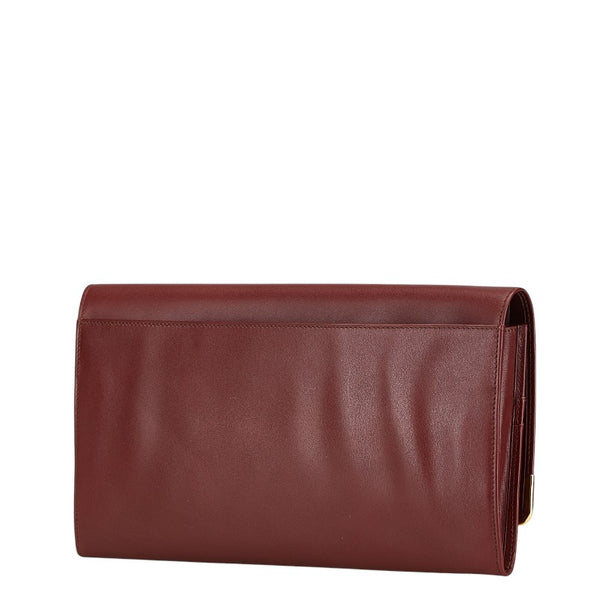 カルティエ マストライン クラッチバッグ ボルドー ワインレッド レザー レディース CARTIER 【中古】