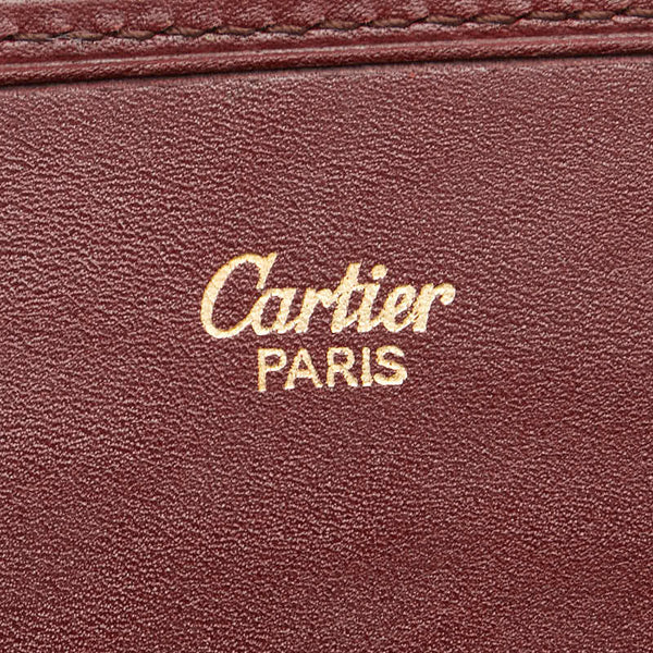 カルティエ マストライン クラッチバッグ ボルドー ワインレッド レザー レディース CARTIER 【中古】