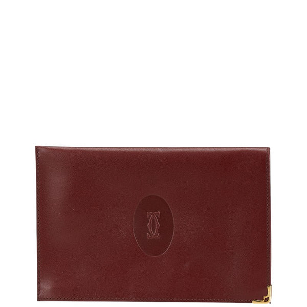 カルティエ マストライン ポーチ ボルト レッド レザー レディース CARTIER 【中古】
