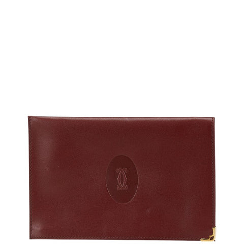 カルティエ マストライン ポーチ ボルト レッド レザー レディース CARTIER 【中古】