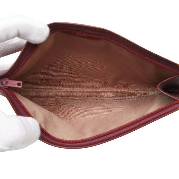 カルティエ マストライン ポーチ ボルト レッド レザー レディース CARTIER 【中古】