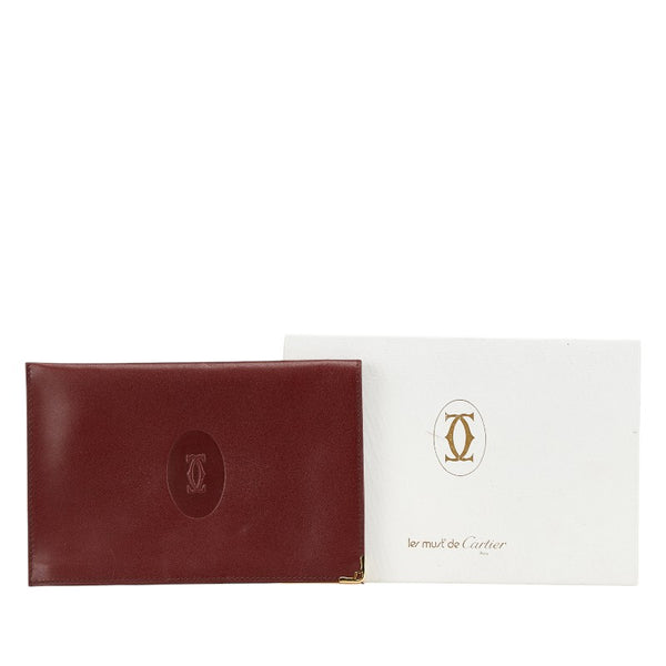 カルティエ マストライン ポーチ ボルト レッド レザー レディース CARTIER 【中古】
