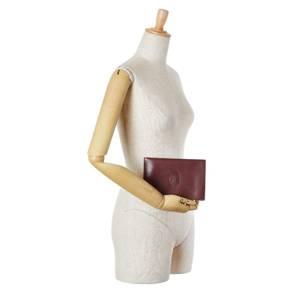 カルティエ マストライン ポーチ ボルト レッド レザー レディース CARTIER 【中古】