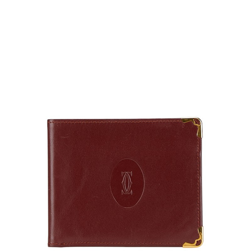 カルティエ マストライン マスト ドゥ 札入れ ボルト レッド レザー レディース CARTIER 【中古】