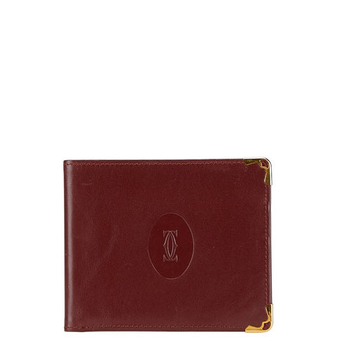 カルティエ マストライン マスト ドゥ 札入れ ボルト レッド レザー レディース CARTIER 【中古】