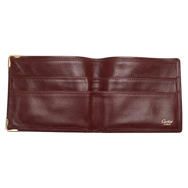 カルティエ マストライン マスト ドゥ 札入れ ボルト レッド レザー レディース CARTIER 【中古】