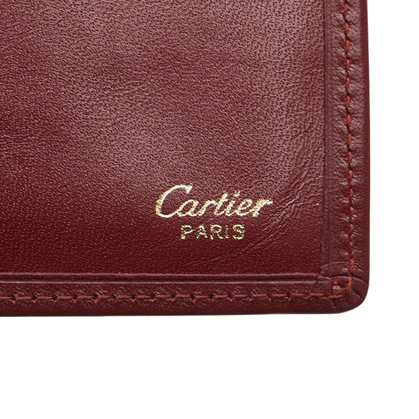 カルティエ マストライン マスト ドゥ 札入れ ボルト レッド レザー レディース CARTIER 【中古】