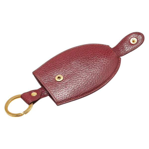 カルティエ 2C キーリング クロシェット ワインレッド ボルドー レザー レディース CARTIER 【中古】