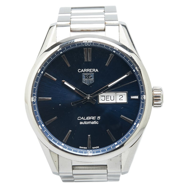 タグホイヤー カレラ キャリバー5 腕時計 WAR201E 自動巻き ネイビー文字盤 ステンレススチール メンズ TAG HEUER 【中古】