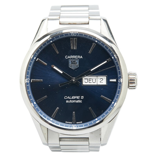 タグホイヤー カレラ キャリバー5 腕時計 WAR201E 自動巻き ネイビー文字盤 ステンレススチール メンズ TAG HEUER 【中古】