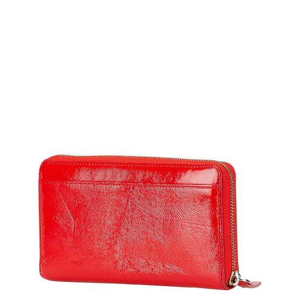 ケイトスペード ラウンドファスナー 長財布 レッド エナメル レディース Kate Spade 【中古】